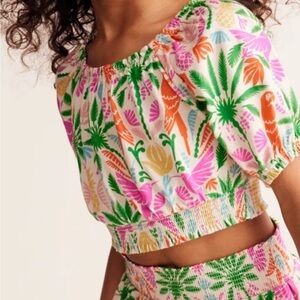 MINI BODEN BUBBLE TOP MULTI RAINBOW PALM GIRLS SIZE 9-10